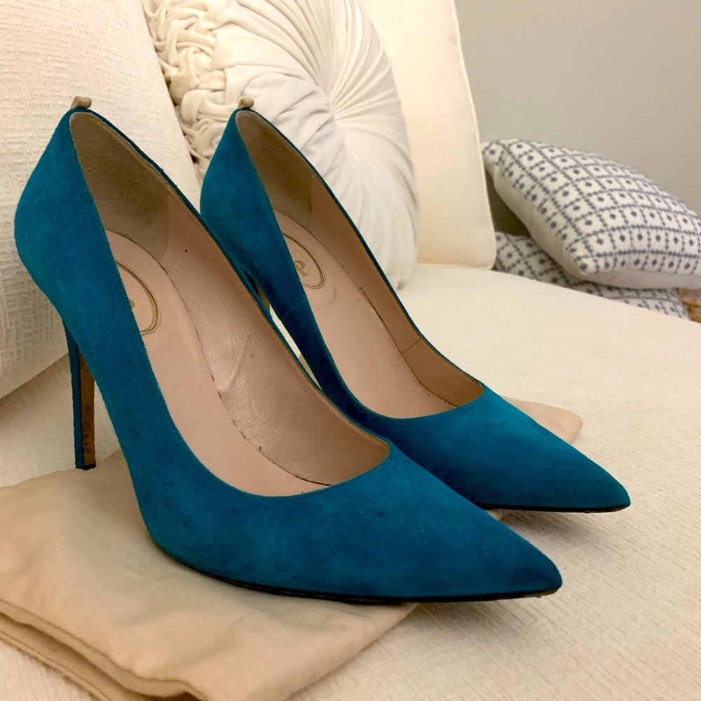 SJP by Sarah Jessica Parker Fawn Suede Teal Heels